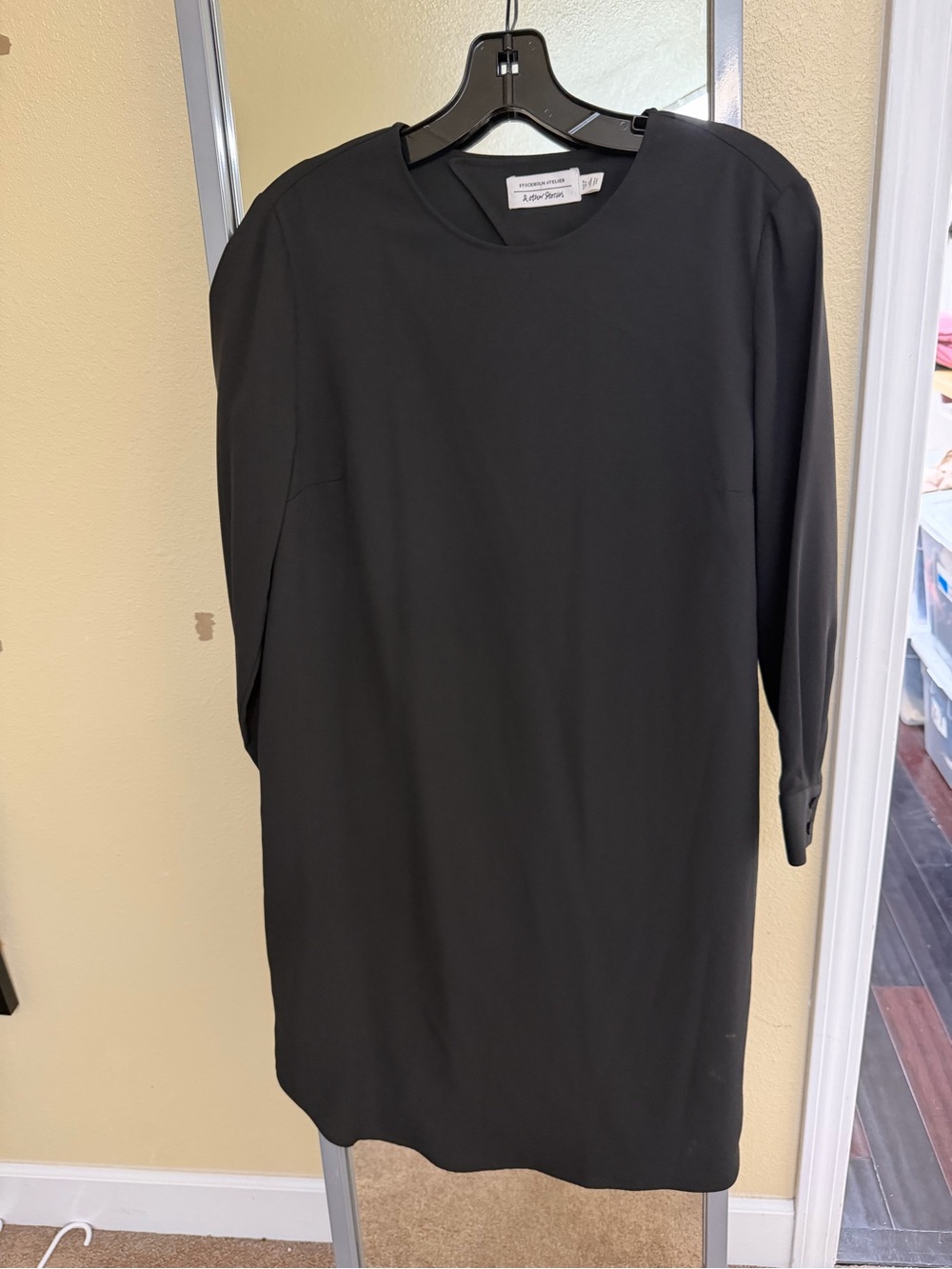Black Long-Sleeve Shift Dress Shirt by Theory